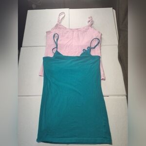 Women's Pink and Teal Camisole Set Built In Bra's #367